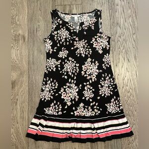 White House Black Market Floral Dress Sleeveless Pleated Ruffle Hem Size M